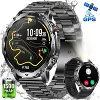 SWGOTA 1500mAh Smartwatch Herren mit GPS integriert,24/7 Pulsuhr,SpO₂,Militär Smartwatch 1,8"AMOLED Fitness Tracker mit Schlafmonitor,100+Sportmodi,Kompass, Barometer,Höhenmesser,LED Taschenlampe, IP68 Sportuhr Outdoor