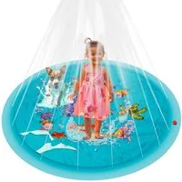 KRUZZEL Spiel-Wassersprenkler Kinder Wassersprinkler Wasserfontänenmatte, 165 cm Durchmesser ideal für Rasenflächen und Außenbereiche