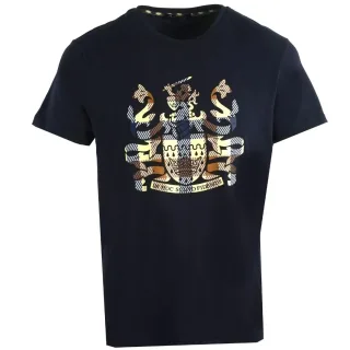 Aquascutum Aldis Check Logo Navy T-Shirt