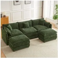 Jiexi Wohnlandschaft 285cm Ecksofa Mit Schlaffunktion, Kordsofa, Ecksofa Eckcouch