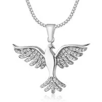 NAHLE Kette mit Anhänger Silberkette Taube Kette, 925 Silber Anhänger mit Zirkonia - rhodiniert