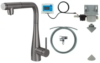 Neuesbad Armatur mit Ausziehbrause und Wasserfilter Set, Titan NB1DEBREFD75M1