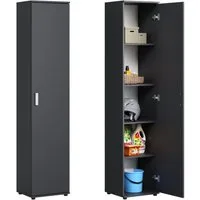 Home Collective Mehrzweckschrank Schmaler Schrank 40 cm breit mit 1 Tür & 4 Einlegeböden (Universalschrank Haushaltsschrank für Haushalt, Flur, Büro oder Schlafzimmer) 40x35x184 cm (BxTxH), Anthrazit