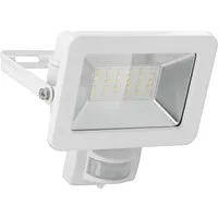 Goobay LED Flutlichtstrahler LED Außenstrahler mit Bewegungsmelder 30 W Scheinwerfer, LED fest integriert, Neutralweiß, 4000 K / 2550 lm / M16 Kabelverschraubung / Weiß