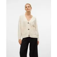 Vero Moda Strickjacke VMBOOM LS V-NECK BUTTON CARDIGAN GA NOOS Materialmix, loose fit