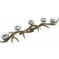 Home-trends24.de Kerzenhalter Kerzenhalter Geweih Teelichthalter Kerzenhalter Hirsch Dunkelbraun