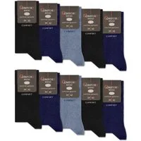 sockenkauf24 Komfortsocken 10 Paar Damen & Herren Comfort Socken (2 x Jeans, 4 x Navy, 4 x Schwarz, 39-42) ohne Gummibund & ohne Naht Baumwolle Komfortbund - 13100