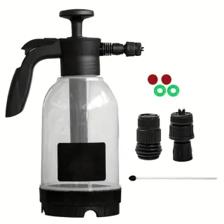 2L Foam Watering Can Transparent HDPE Air Pressure Pump Sprayer 1:50 Ratio Car Wash and Garden Use