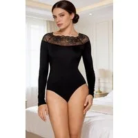 Babell Langarmbody Damenbody, eleganter Ausschnitt