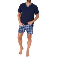 Normann Pyjama Normann Herren kurzarm Schlafanzug Shorty Pyjama Hose in Karo Optik