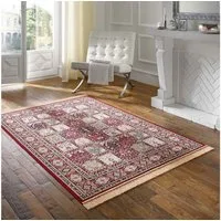 TaraCarpet Teppich Palazzo Royal Vintage Felder Moud, rechteckig, Höhe: 6 mm, Felder Seiden Optik rot Wohnzimmer Schlafzimmer Esszimmer 95x140