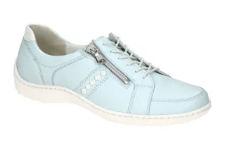 Waldl?ufer 496054 HENNI Damenschuhe bequeme Schn?r-Halbschuhe in Blau/Wei?