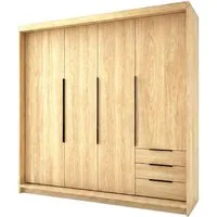A&J MöbelLand GmbH Drehtürenschrank viertüriger Kleiderschrank mit Schubladen und Metallgriffen. (Geräumiger vier¬türiger Kleiderschrank mit Schubladen und Metallgriffen. Geräumiger Schrank mit einer Breite von 200 cm und Schubladen, ideal zur Aufbew