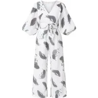 WENOR Crop-Top Set Damen Musselin-Zweiteiler mit Hose, Wickel-Top & V-Ausschnitt (2-tlg., Zweiteiliges Set) Bindeband vorn, Raffdetails an Schultern