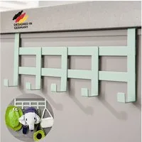 DEKAZIA Türgarderobe Kindergarderobe Tür Garderobe Türhaken Haken Tür, Kinderzimmer, Garderobe, Haustür, Zimmertür, Schranktür, Flur, Bad, Badezimmer, Schubladen, (Inkl. Filzpads, für alle gängigen Zimmertüren, Schranktüren, 4 Farben), zum Einhängen 