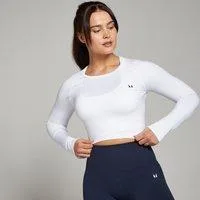 MP Damen Shape Nahtloses Langarm-Crop-Top — Weiß - S