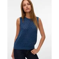 Vero Moda Stricktop VMJAQUELINE SL O-NECK TOP BOO mit zartem Ajourmuster