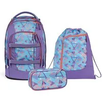 Satch Schulranzen Schulrucksack-Set PACK 80s Dance 3-teilig, Kollektion 2024 (3-teilig), Laptop-Fach, Your-Size-System, Schulranzen