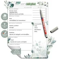 TOBJA Memoboard Menüplaner Woche, abwischbarer Wochenplaner inkl. Markenstift, Wiederverwendbarer Meal Planner für Familie & Küche