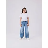 Name It Weite Jeans NKFROSE für Mädchen mit weitem Bein und klassischem Sitz normal, Denim, Abriebeffekte, Reißverschluss