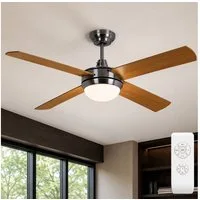 V-TAC Deckenventilator, Decken Ventilator TIMER Glas Lampe silber FERNBEDIENUNG 3