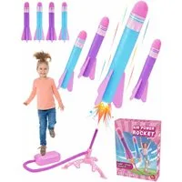 Wootoy Spielzeug-Gartenset Spielzeug-Flugrakete Kinder Schaumstoff Raketenwerfer Launcher, (Outdoor STEM Spielzeug ab 3 Jahren, 4-tlg., mit 3 Standfüßen Luftschlauch Verbinder und Luftbalg), für abwechslungsreiche Outdoor-Abenteuer und Gruppenspiele