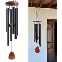FELIXLEO Windspiel 68cm Windspiel Aluminium Tiefer Ton Garten Terrasse Schwarz. (1 St)
