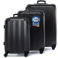FERGÉ Kofferset Hartschale 3 teilig Koffer Set mit Schutzecken QUÉBEC, 4 Rollen, (3er Kofferset stabil und leicht mit Zahlenschloß, 3 tlg., Hartschalen-Trolley Set 3 Größen Handgepäck Koffer M XL), Trolley 3er Koffer Set, Reisekoffer 4 Rollen, Premiu