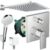 Hansgrohe und Jowi Duscharmatur Unterputz Duschsystem mit Kopfbrause, Vernis Shape Duscharmatur (Set, 5-Teilig, OPTIONAL: 6-Teilig)