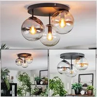 hofstein Deckenleuchte Deckenlampe aus Metall/Glas in Schwarz/Rauch/Bernstein/Klar, ohne Leuchtmittel, Deckenleuchte im Retro/Vintage-Design (Schirme Ø 15 cm), 3 x E14