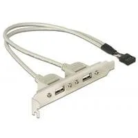 USB 2.0 Slotblende, 10 Pin Header > 2x USB-A Buchse grau, 30cm Kabel