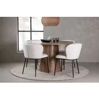 BOURGH Essgruppe EDINA Esstischgruppe Ø120cm - Esstisch mit 4 Esszimmerstühlen