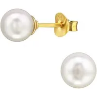 ALEXANDER YORK Paar Ohrstecker PERLE classic 6 mm in Gold I weiß, 2-tlg., 925 Sterling Silber