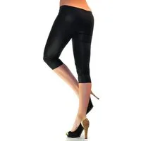 YESET Caprileggings Capri Leggings 3/4 Glanz-Matt Kunstleder Lack Glanzoptik
