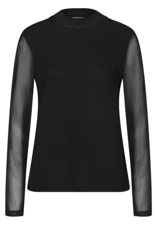 Street One - Mesh Turtleneck Shirt schwarz - Gr. - 34