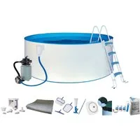 my POOL BWT Rundpool inkl. LED-Scheinwerfer zur effektvollen Beleuchtung (Komplett-Set, 10-tlg), mit umfangreichem Zubehör in zwei Größen