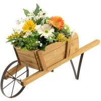 COSTWAY Blumenständer, mit 9 magnetischen Zubehörteilen & 2 Griffen, Walnuss