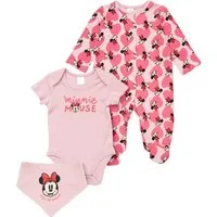 Disney Body Minnie Mouse Mädchen (3-tlg) Geschenkset, Erstausstattungsset, Babyerstausstattung, Baby Outfit