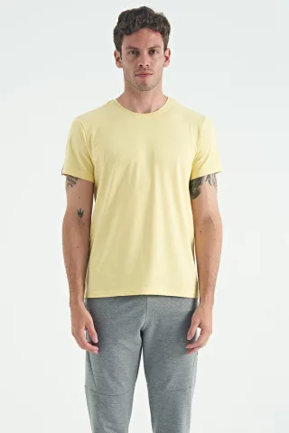 Herren Baumwolle Elasthan Rundhalsausschnitt T-Shirt