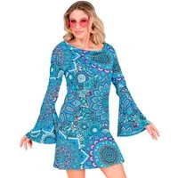Widmann S.r.l. Kostüm Retro Damen Kleid 'Mandala', Blau - Kostüm 60er 7