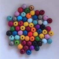 Kopper-24 Bastelperlen Holzperlen rund, 60 Stück, 10 mm, Bunt