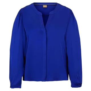 Boss - Bluse für Damen, V-Ausschnitt, leger, Puffärmel (Blau)