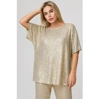 Worldclassca Paillettenshirt Worldclassca Paillettenshirt Oversize Bluse mit Pailetten Party Abend