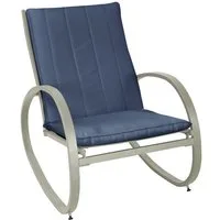 SVITA Gartenstuhl EIBY DELUXE, Schaukelstuhl, outdoor, mit Armlehnen, gepolstert, Blau/Hellgrau