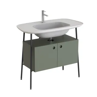 VitrA Plural Set 100 cm Waschtischunterbau mit 2 Türen und Möbelwaschtisch Retrogrün Edelweiß,80452 80452