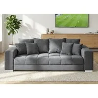 Massivart® Big-Sofa Cord grau oder beige 254 cm / 4-Sitzer Cordsofa / BORNEO, Nosagunterfederung / inklusive Kissen Set