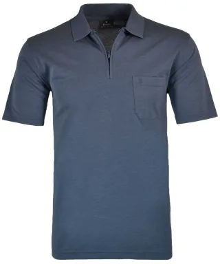 RAGMAN - Softknit-Poloshirt mit Zip azur - Gr. - XXL
