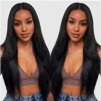 LuxusKollektion Echthaarperücke Perücke Echthaar 13x6 Lace Front 50 cm 13x6 Lace Front Natural Color