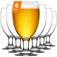 LAV Gläser-Set Empire Bierglas, 6-tlg., Glas, 6er Set, 590ml, ideal für Bier, Limonade und Softdrinks