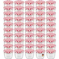 Wellgro Vorratsglas Einmachgläser Schraubdeckel rot kariert - 230 ml, (50-tlg)